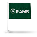NCAA Colorado State Rams Double Sided Car Flag -  16" x 19" - Strong Pole that Hooks Onto Car/Truck/Automobile By Rico Industries