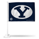 NCAA BYU Cougars Double Sided Car Flag -  16" x 19" - Strong Pole that Hooks Onto Car/Truck/Automobile By Rico Industries