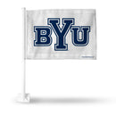 NCAA BYU Cougars Double Sided Car Flag -  16" x 19" - Strong Pole that Hooks Onto Car/Truck/Automobile By Rico Industries