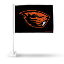 NCAA Oregon State Beavers Double Sided Car Flag -  16" x 19" - Strong Pole that Hooks Onto Car/Truck/Automobile By Rico Industries