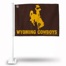 NCAA Wyoming Cowboys Double Sided Car Flag -  16" x 19" - Strong Pole that Hooks Onto Car/Truck/Automobile By Rico Industries