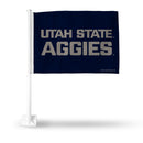 NCAA Utah State Aggies Double Sided Car Flag -  16" x 19" - Strong Pole that Hooks Onto Car/Truck/Automobile By Rico Industries