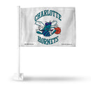 Charlotte Hornets Retro Logo Car Flag - White Pole