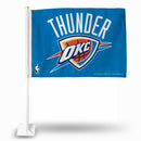 NBA Oklahoma City Thunder Double Sided Car Flag -  16" x 19" - Strong Pole that Hooks Onto Car/Truck/Automobile By Rico Industries