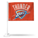 NBA Oklahoma City Thunder Double Sided Car Flag -  16" x 19" - Strong Pole that Hooks Onto Car/Truck/Automobile By Rico Industries