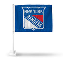 NHL New York Rangers Double Sided Car Flag -  16" x 19" - Strong Pole that Hooks Onto Car/Truck/Automobile By Rico Industries