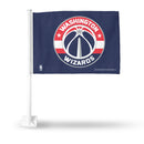 NBA Washington Wizards Double Sided Car Flag -  16" x 19" - Strong Pole that Hooks Onto Car/Truck/Automobile By Rico Industries