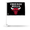 NBA Chicago Bulls Double Sided Car Flag -  16" x 19" - Strong Pole that Hooks Onto Car/Truck/Automobile By Rico Industries