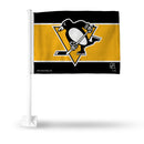 NHL Pittsburgh Penguins Double Sided Car Flag -  16" x 19" - Strong Pole that Hooks Onto Car/Truck/Automobile By Rico Industries