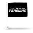 NHL Pittsburgh Penguins Double Sided Car Flag -  16" x 19" - Strong Pole that Hooks Onto Car/Truck/Automobile By Rico Industries