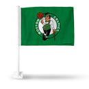 NBA Boston Celtics Double Sided Car Flag -  16" x 19" - Strong Pole that Hooks Onto Car/Truck/Automobile By Rico Industries