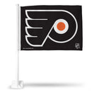NHL Philadelphia Flyers Double Sided Car Flag -  16" x 19" - Strong Pole that Hooks Onto Car/Truck/Automobile By Rico Industries