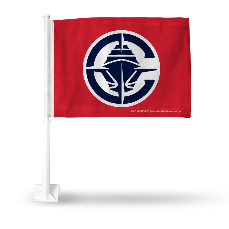 Los Angeles Clippers Red Background Car Flag (White Pole)