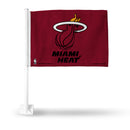 NBA Miami Heat Double Sided Car Flag -  16" x 19" - Strong Pole that Hooks Onto Car/Truck/Automobile By Rico Industries