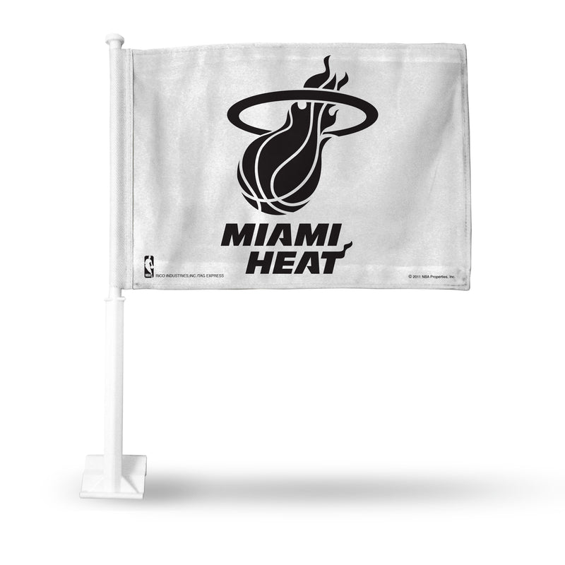NBA Miami Heat Double Sided Car Flag -  16" x 19" - Strong Pole that Hooks Onto Car/Truck/Automobile By Rico Industries