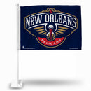NBA New Orleans Pelicans Double Sided Car Flag -  16" x 19" - Strong Pole that Hooks Onto Car/Truck/Automobile By Rico Industries