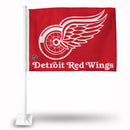 NHL Detroit Red Wings Double Sided Car Flag -  16" x 19" - Strong Pole that Hooks Onto Car/Truck/Automobile By Rico Industries