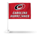 NHL Carolina Hurricanes Double Sided Car Flag -  16" x 19" - Strong Pole that Hooks Onto Car/Truck/Automobile By Rico Industries