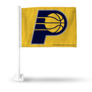 NBA Indiana Pacers Double Sided Car Flag -  16" x 19" - Strong Pole that Hooks Onto Car/Truck/Automobile By Rico Industries
