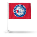 NBA Philadelphia 76ers Double Sided Car Flag -  16" x 19" - Strong Pole that Hooks Onto Car/Truck/Automobile By Rico Industries