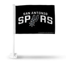 NBA San Antonio Spurs Double Sided Car Flag -  16" x 19" - Strong Pole that Hooks Onto Car/Truck/Automobile By Rico Industries