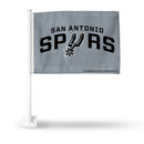 NBA San Antonio Spurs Double Sided Car Flag -  16" x 19" - Strong Pole that Hooks Onto Car/Truck/Automobile By Rico Industries