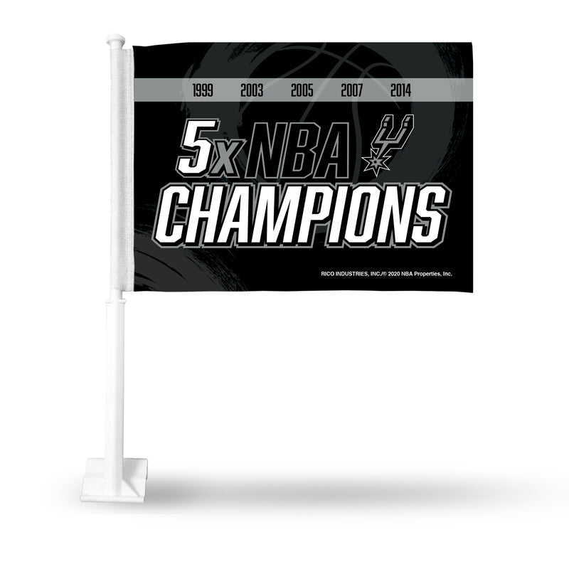 Spurs : 5 Time Nba Champs Car Flag
