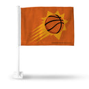 NBA Phoenix Suns Double Sided Car Flag -  16" x 19" - Strong Pole that Hooks Onto Car/Truck/Automobile By Rico Industries