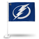 NHL Tampa Bay Lightning Double Sided Car Flag -  16" x 19" - Strong Pole that Hooks Onto Car/Truck/Automobile By Rico Industries