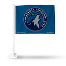 NBA Minnesota Timberwolves Double Sided Car Flag -  16" x 19" - Strong Pole that Hooks Onto Car/Truck/Automobile By Rico Industries