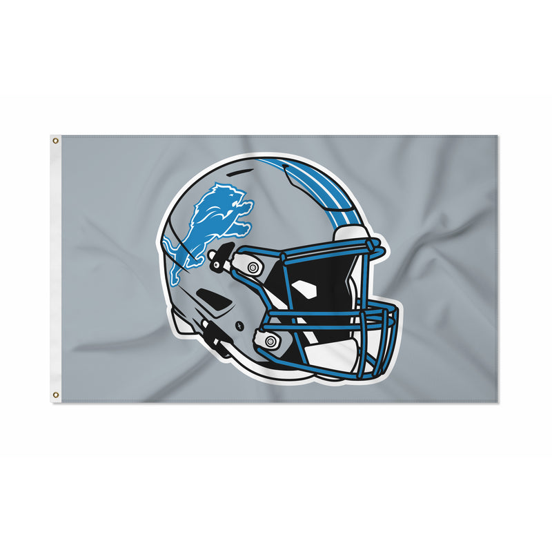 Detroit Lions Helmet Design Grey Banner Flag (3X5)