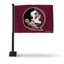NCAA Florida State Seminoles Double Sided Car Flag -  16" x 19" - Strong Black Pole that Hooks Onto Car/Truck/Automobile By Rico Industries