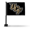 NCAA Central Florida Knights Double Sided Car Flag -  16" x 19" - Strong Black Pole that Hooks Onto Car/Truck/Automobile By Rico Industries