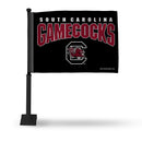 NCAA South Carolina Gamecocks Double Sided Car Flag -  16" x 19" - Strong Black Pole that Hooks Onto Car/Truck/Automobile By Rico Industries