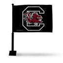 NCAA South Carolina Gamecocks Double Sided Car Flag -  16" x 19" - Strong Black Pole that Hooks Onto Car/Truck/Automobile By Rico Industries