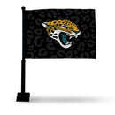 Jaguars Primary Logo Black Leopard Print Background Car Flag On Black Pole