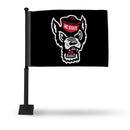 North Carolina State Wolfpack Car Flag on Black Pole