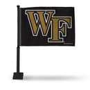 NCAA Wake Forest Demon Deacons Double Sided Car Flag -  16" x 19" - Strong Black Pole that Hooks Onto Car/Truck/Automobile By Rico Industries