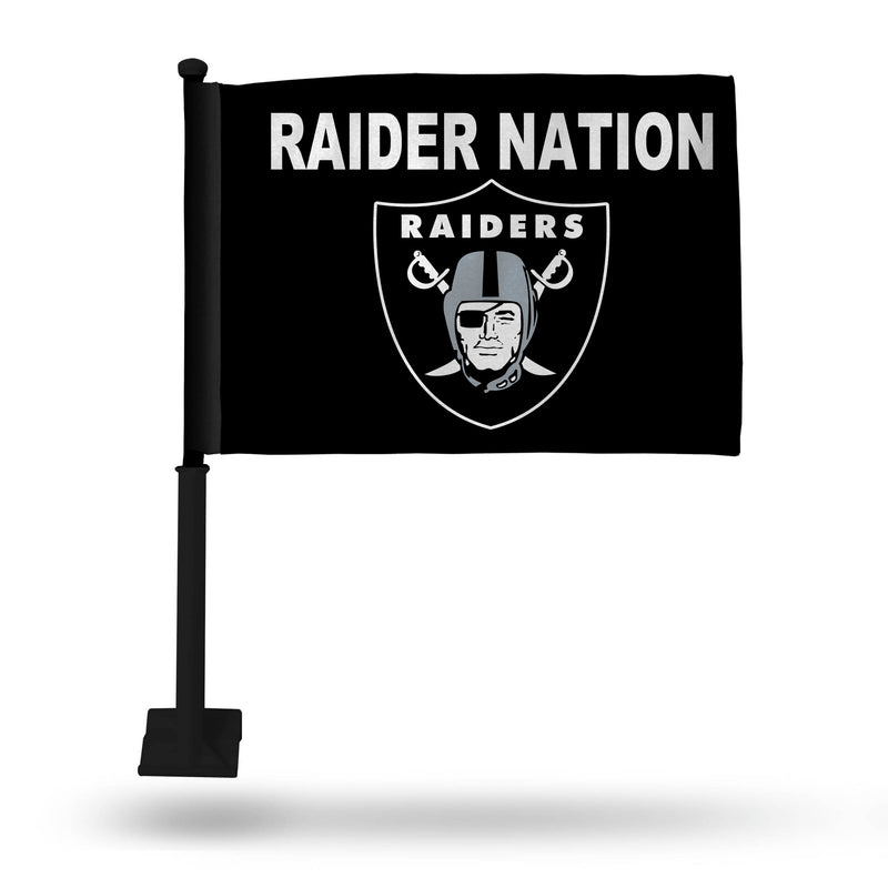Raiders Raider Nation Black Car Flag - Black Pole
