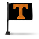 NCAA Tennessee Volunteers Double Sided Car Flag -  16" x 19" - Strong Black Pole that Hooks Onto Car/Truck/Automobile By Rico Industries