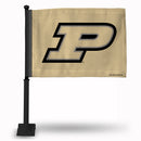 NCAA Purdue Boilermakers Double Sided Car Flag -  16" x 19" - Strong Black Pole that Hooks Onto Car/Truck/Automobile By Rico Industries