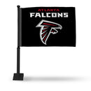 NFL Atlanta Falcons Double Sided Car Flag -  16" x 19" - Strong Black Pole that Hooks Onto Car/Truck/Automobile By Rico Industries