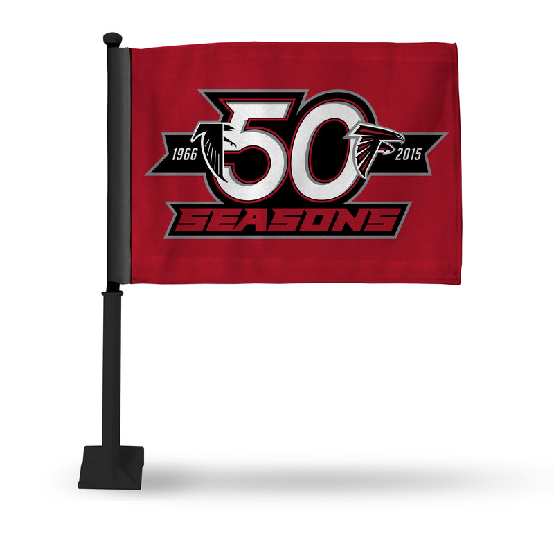 NFL Atlanta Falcons Double Sided Car Flag -  16" x 19" - Strong Black Pole that Hooks Onto Car/Truck/Automobile By Rico Industries