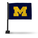 Michigan Wolverines Car Flag (Black Pole)