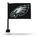 NFL Philadelphia Eagles Double Sided Car Flag -  16" x 19" - Strong Black Pole that Hooks Onto Car/Truck/Automobile By Rico Industries