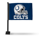 NFL Indianapolis Colts Helmet Logo Double Sided Car Flag -  16" x 19" - Strong Pole that Hooks Onto Car/Truck/Automobile By Rico Industries