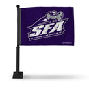 NCAA Stephen F. Austin Lumberjacks Double Sided Car Flag -  16" x 19" - Strong Black Pole that Hooks Onto Car/Truck/Automobile By Rico Industries