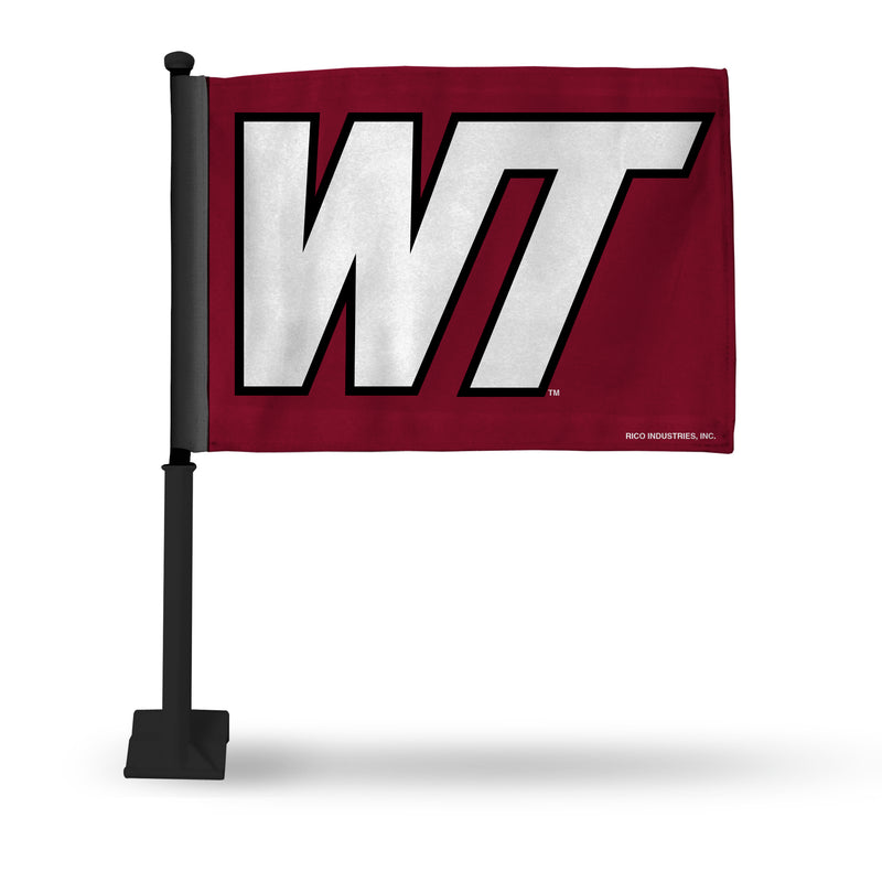 NCAA West Texas A&m Buffalos Double Sided Car Flag -  16" x 19" - Strong Black Pole that Hooks Onto Car/Truck/Automobile By Rico Industries