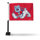 NCAA Fresno State Bulldogs Double Sided Car Flag -  16" x 19" - Strong Black Pole that Hooks Onto Car/Truck/Automobile By Rico Industries