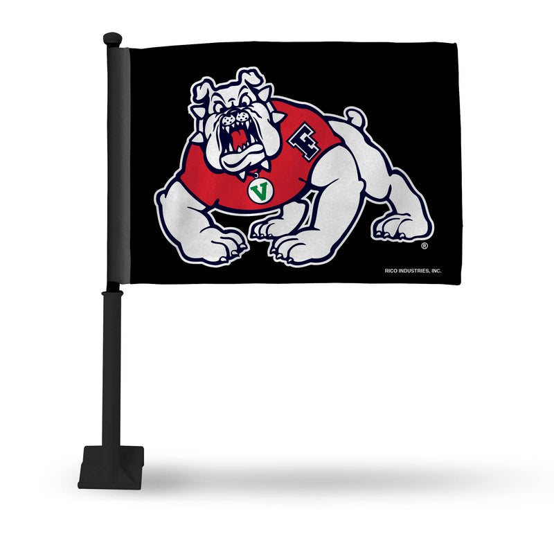 Fresno State Car Flag Black Background - Black Pole